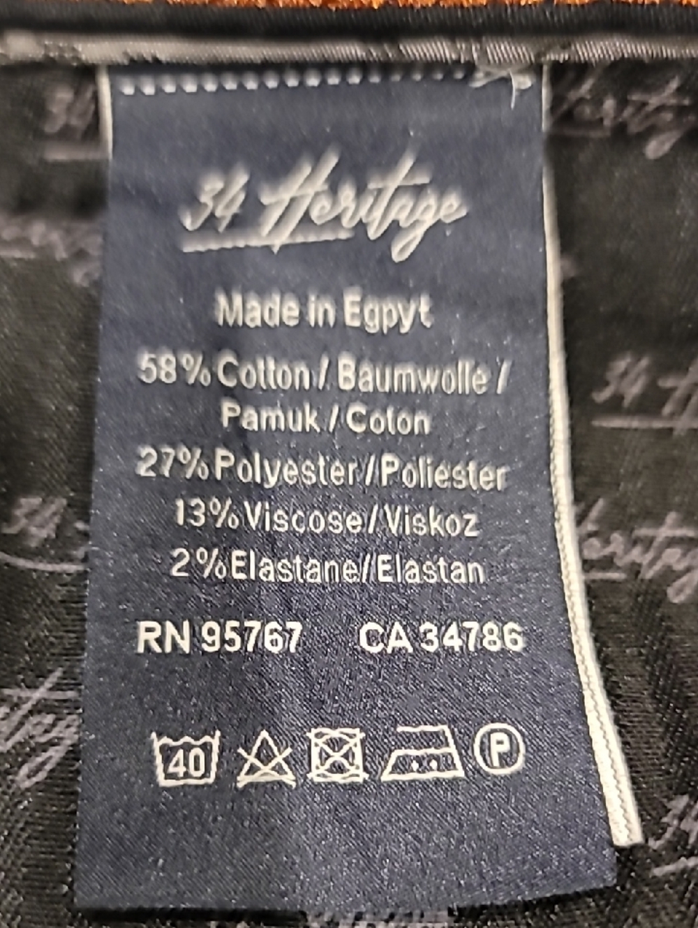 34 Heritage Black Cotton Jeans Mid Rise Straight Stretch 40 - Picture 11 of 12